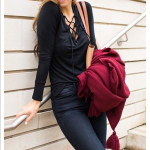 LEITH LACE UP TOP